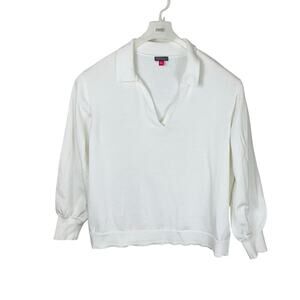 Vince Camuto White Knit Polo Sweater Size XXL Sporty Preppy